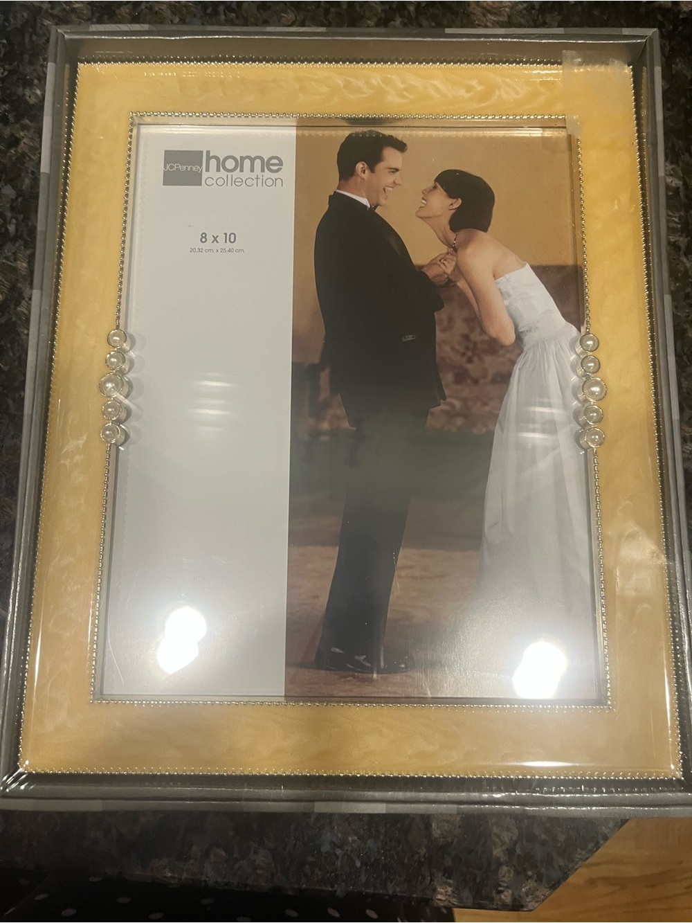 Yellow 8x10 Picture Frame with Pearl Accents